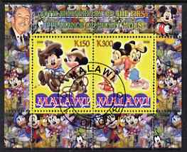 Malawi 2008 Disney - 80th Anniversary of Mickey Mouse perf sheetlet #4 containing 2 values fine cto used