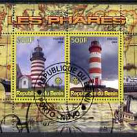 Benin 2008 Lighthouses perf sheetlet containing 2 values with Rotary Logo fine cto used