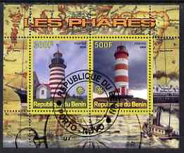 Benin 2008 Lighthouses perf sheetlet containing 2 values with Rotary Logo fine cto used