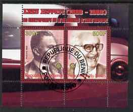 Benin 2008 Enzo Ferrari - 120th Birth Anniversary perf sheetlet #1 containing 2 values with Rotary Logo fine cto used