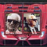 Benin 2008 Enzo Ferrari - 120th Birth Anniversary perf sheetlet #2 containing 2 values with Rotary Logo fine cto used