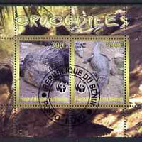 Benin 2008 WWF - Crocodiles perf sheetlet containing 2 values fine cto used
