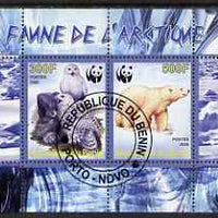 Benin 2008 WWF - Arctic Fauna, Owls & Bears perf sheetlet containing 2 values fine cto used