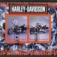 Benin 2008 Harley Davidson Motorcycles perf sheetlet containing 2 values fine cto used