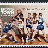 Cinderella - United States Boys Town, Nebraska unmounted mint label showing boys playing basketball