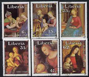 Liberia 1983 Christmas 500th Birth Anniversary of Raphael perf set of 6 fine cto used, SG 1557-62