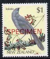 New Zealand 1982-89 Kokako $1 from Native Birds def set overprinted SPECIMEN unmounted mint, SG 1292s