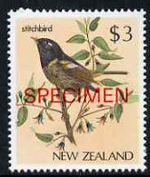 New Zealand 1982-89 Stitchbird $3 from Native Birds def set overprinted SPECIMEN unmounted mint, SG 1294s