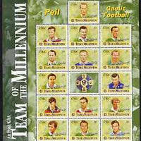 Ireland 1999 Gaelic Football Millennium Team perf sheetlet containing complete set of 15 values unmounted mint SG 1236a