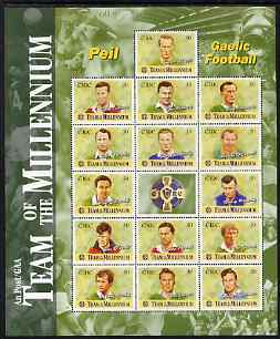 Ireland 1999 Gaelic Football Millennium Team perf sheetlet containing complete set of 15 values unmounted mint SG 1236a