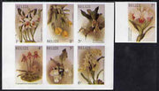 Lesotho 1987 Christmas - Orchids imperf set of 7 values comprising 1c to 6c in se-tenant block plus 7c marginal single, all unmounted mint but wrinkled, as SG 1009-15