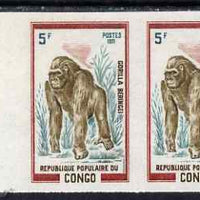 Congo 1972 Wild Animals 5f Gorilla imperf pair from limited printing unmounted mint as SG 337