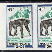 Congo 1972 Wild Animals 40f Chimpanzee imperf pair from limited printing unmounted mint as SG 340