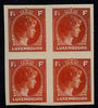 Luxembourg 1944 Grand Duchess Charlotte (SG type 70) IMPERF proof block of 4 of 1.5F in orange on thick card (ex ABN Co archives) only one sheet known