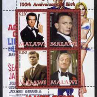 Malawi 2008 Ian Fleming 100th Birth Anniversary (James Bond) #2 perf sheetlet containing 4 values unmounted mint