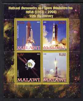 Malawi 2008 NASA 50th Anniversary perf sheetlet containing 4 values unmounted mint