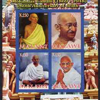 Malawi 2008 Gandhi 60th Death Anniversary imperf sheetlet containing 4 values unmounted mint