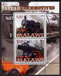 Malawi 2008 Steam Railways perf sheetlet #1 containing 2 values unmounted mint