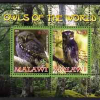 Malawi 2008 Owls of the World perf sheetlet #1 containing 2 values with Scout Logo unmounted mint