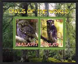 Malawi 2008 Owls of the World perf sheetlet #1 containing 2 values with Scout Logo unmounted mint