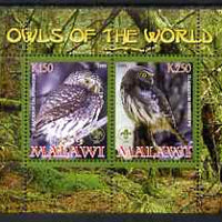 Malawi 2008 Owls of the World perf sheetlet #2 containing 2 values with Scout Logo unmounted mint