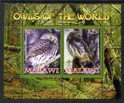Malawi 2008 Owls of the World perf sheetlet #2 containing 2 values with Scout Logo unmounted mint