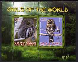 Malawi 2008 Owls of the World perf sheetlet #3 containing 2 values with Scout Logo unmounted mint