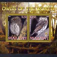 Malawi 2008 Owls of the World perf sheetlet #4 containing 2 values with Scout Logo unmounted mint