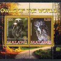 Malawi 2008 Owls of the World perf sheetlet #5 containing 2 values with Scout Logo unmounted mint
