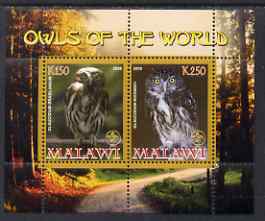 Malawi 2008 Owls of the World perf sheetlet #5 containing 2 values with Scout Logo unmounted mint