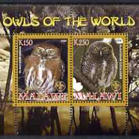 Malawi 2008 Owls of the World perf sheetlet #6 containing 2 values with Scout Logo unmounted mint