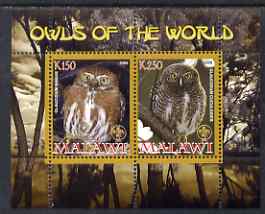Malawi 2008 Owls of the World perf sheetlet #6 containing 2 values with Scout Logo unmounted mint