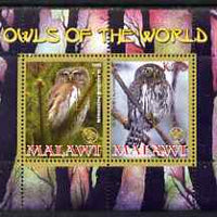 Malawi 2008 Owls of the World perf sheetlet #7 containing 2 values with Scout Logo unmounted mint