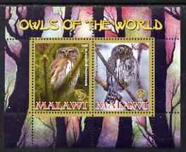 Malawi 2008 Owls of the World perf sheetlet #7 containing 2 values with Scout Logo unmounted mint