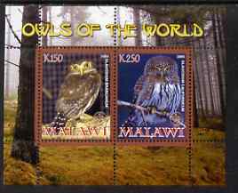 Malawi 2008 Owls of the World perf sheetlet #8 containing 2 values with Scout Logo unmounted mint