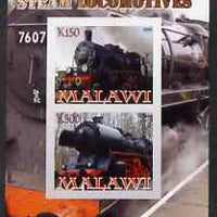 Malawi 2008 Steam Railways imperf sheetlet #1 containing 2 values unmounted mint
