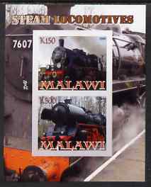 Malawi 2008 Steam Railways imperf sheetlet #1 containing 2 values unmounted mint