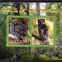 Malawi 2008 Owls of the World imperf sheetlet #1 containing 2 values with Scout Logo unmounted mint