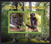 Malawi 2008 Owls of the World imperf sheetlet #1 containing 2 values with Scout Logo unmounted mint