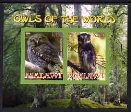 Malawi 2008 Owls of the World imperf sheetlet #1 containing 2 values with Scout Logo unmounted mint
