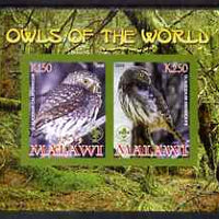 Malawi 2008 Owls of the World imperf sheetlet #2 containing 2 values with Scout Logo unmounted mint