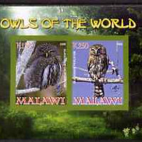 Malawi 2008 Owls of the World imperf sheetlet #3 containing 2 values with Scout Logo unmounted mint