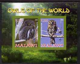 Malawi 2008 Owls of the World imperf sheetlet #3 containing 2 values with Scout Logo unmounted mint