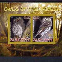 Malawi 2008 Owls of the World imperf sheetlet #4 containing 2 values with Scout Logo unmounted mint