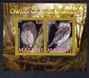 Malawi 2008 Owls of the World imperf sheetlet #4 containing 2 values with Scout Logo unmounted mint
