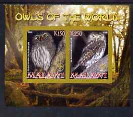 Malawi 2008 Owls of the World imperf sheetlet #4 containing 2 values with Scout Logo unmounted mint