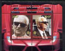Benin 2008 Enzo Ferrari - 120th Birth Anniversary perf sheetlet #2 containing 2 values with Rotary unmounted mint