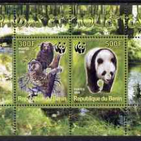 Benin 2008 WWF - Owls & Bears perf sheetlet containing 2 values unmounted mint