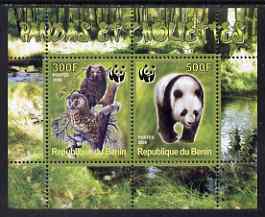 Benin 2008 WWF - Owls & Bears perf sheetlet containing 2 values unmounted mint