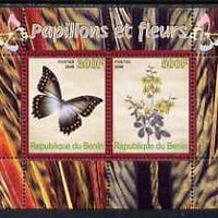 Benin 2008 Butterflies & Flowers perf sheetlet containing 2 values unmounted mint